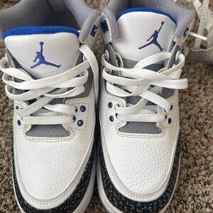 White and Blue Nike Air Jordan Sneakers